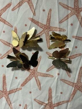 Gold Butterfly Hair Clips for Women - Set of 4